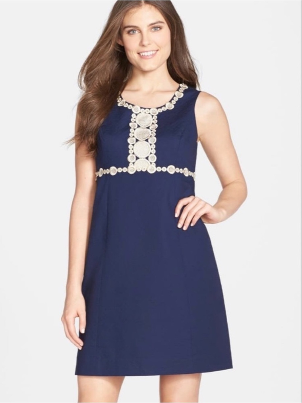 Lilly Pulitzer Navy & Gold Rosie Shift Dress